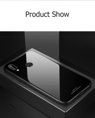 Твърди гърбове Твърди гърбове за Huawei Луксозен твърд гръб и силиконов кант със закалено стъкло гръб Tempered Glass Back Case за Huawei P Smart 2019 POT-LX1 черен